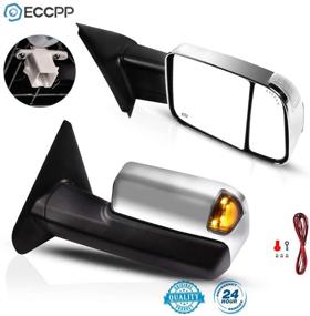 img 4 attached to ECCPP Towing Mirrors Replacement - Fit for 2002-2008 Dodge Ram 1500 2500 3500 Truck - Power Heated Tow Mirrors with Arrow Signal Light - Driver and Passenger Side Pair - Manual Flip up - Chrome Cover