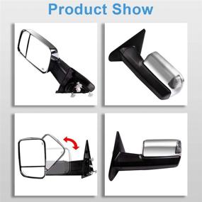 img 3 attached to ECCPP Towing Mirrors Replacement - Fit for 2002-2008 Dodge Ram 1500 2500 3500 Truck - Power Heated Tow Mirrors with Arrow Signal Light - Driver and Passenger Side Pair - Manual Flip up - Chrome Cover