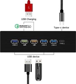 img 3 attached to EZDIY-FAB USB 3.0 HUB 5.25 Inch Internal Front Metal Brushed Panel with 1-Type-C Port, 3-USB 3.0 Ports, and QC3.0 18W Fast Charging Port - Enhanced SEO