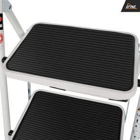 img 3 attached to EFINE 2 Step Ladder Folding Step Stool with Handgrip, Anti-Slip Pedal, and Sturdy 🪜 Steel Construction - 330lbs Capacity - White and Black Combo - 2ft 2 Step Ladder
