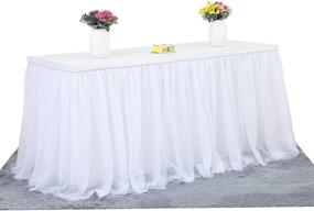 img 4 attached to 🎉 Suppromo Rectangle Birthday Decoration Skirting: Stylish and Festive Party Table Skirt