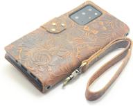 📱 premium handmade distressed leather wallet case for samsung galaxy note 20 ultra 6.9 inch 2020 5g - jjnusa flip cover logo