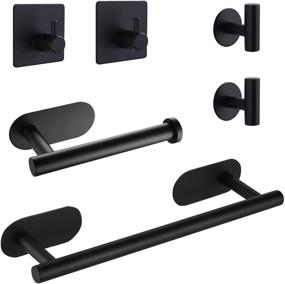 img 4 attached to 🛁 Matte Black Bathroom Hardware Set – 6 Pieces, Thickened SUS304 Stainless Steel Wall Mounted Towel Rack Set, Includes 16" Towel Bar, Toilet Paper Holder, 2 Towel Hooks, 2 Robe Hooks