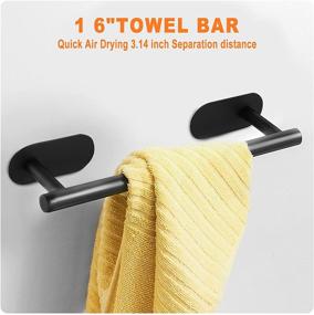 img 3 attached to 🛁 Matte Black Bathroom Hardware Set – 6 Pieces, Thickened SUS304 Stainless Steel Wall Mounted Towel Rack Set, Includes 16" Towel Bar, Toilet Paper Holder, 2 Towel Hooks, 2 Robe Hooks