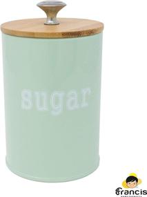 img 2 attached to Stylish Set of 3 Light Green Metal Food 🍃 Storage Tins with Bamboo Lid – Sugar, Tea, Coffee Canister Jars