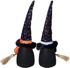 img 2 attached to 🎃 Halloween Plush Gnome - Adorable DIY Bendable Hat, Dangle Leg Sitting Witch - Decor Sets of 2