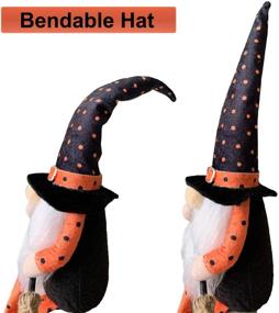 img 3 attached to 🎃 Halloween Plush Gnome - Adorable DIY Bendable Hat, Dangle Leg Sitting Witch - Decor Sets of 2