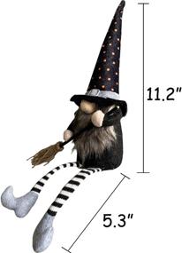 img 1 attached to 🎃 Halloween Plush Gnome - Adorable DIY Bendable Hat, Dangle Leg Sitting Witch - Decor Sets of 2
