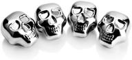 🧊 set of 4 reusable stainless steel skull head ice cubes - chilling stones for whiskey, wine, beer, vodka - silver chillers логотип