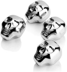 img 3 attached to 🧊 Set of 4 Reusable Stainless Steel Skull Head Ice Cubes - Chilling Stones for Whiskey, Wine, Beer, Vodka - Silver Chillers