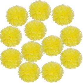 img 1 attached to Yellow Paper Flower Poms for Wedding Birthday Party Room Decoration - Pack of 12, 10 Inches