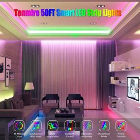 img 1 attached to 🎉 Tenmiro 50ft Smart LED Strip Lights - Music Sync Color Changing, App Controlled, for Bedroom Party Home Decoration