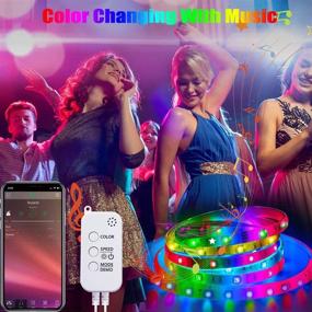 img 3 attached to 🎉 Tenmiro 50ft Smart LED Strip Lights - Music Sync Color Changing, App Controlled, for Bedroom Party Home Decoration