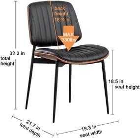 img 3 attached to 🪑 Стильные стулья для обеденного стола LUNLING: набор из 2 современных стульев в ретро стиле с искусственной кожей, изогнутым ореховым обивочным сиденьем, металлическими ножками и регулируемым подножком для кухни и столовой.