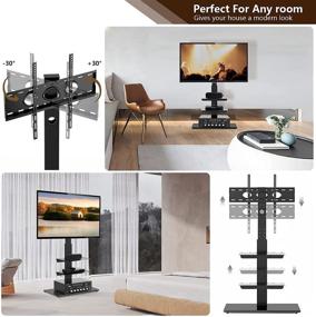 img 1 attached to TAVR Swivel TV Stand Mount for 32-65 inch TVs with Adjustable Shelf, Cable Management, Corner TV Stand for 55 inch and 65 inch TVs, Tall TV Stand (Black)