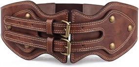 img 3 attached to GABERLY Vintage Brown Leather Steampunk Gothic Belt for Women