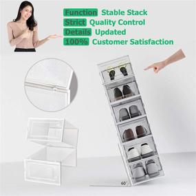 img 1 attached to 👞 Clear Plastic Stackable Shoe Organizer - 12 Pack White QualiapeX Shoe Storage Boxes - Foldable Storage Bins Shoe Container Box