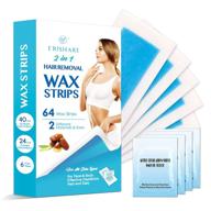 🌸 erishare face & body wax strips: ultimate bikini area waxing kit - 24 facial hair removal strips, 40 body wax strips, 6 calming oil wipes logo