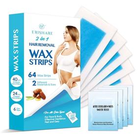 img 4 attached to 🌸 Erishare Face & Body Wax Strips: Ultimate Bikini Area Waxing Kit - 24 Facial Hair Removal Strips, 40 Body Wax Strips, 6 Calming Oil Wipes