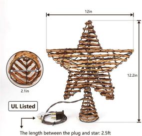 img 3 attached to 🎄 Brizled 12-inch Rattan Star Christmas Tree Topper with Warm White Lights - UL Certified Xmas Tree-top Star Lights for Indoor Party Home Decoration