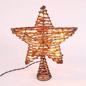 img 4 attached to 🎄 Brizled 12-inch Rattan Star Christmas Tree Topper with Warm White Lights - UL Certified Xmas Tree-top Star Lights for Indoor Party Home Decoration