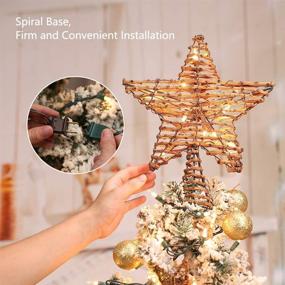 img 1 attached to 🎄 Brizled 12-inch Rattan Star Christmas Tree Topper with Warm White Lights - UL Certified Xmas Tree-top Star Lights for Indoor Party Home Decoration