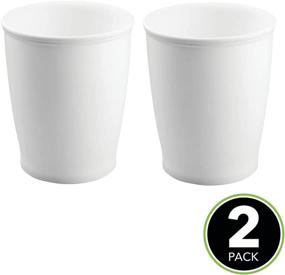 img 3 attached to 🗑️ 2-Pack mDesign Modern Small Trash Can Wastebasket – Shatter-Resistant Plastic Bin for Bathroom, Kitchen, Home Office, Dorm Room – White