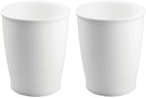 img 4 attached to 🗑️ 2-Pack mDesign Modern Small Trash Can Wastebasket – Shatter-Resistant Plastic Bin for Bathroom, Kitchen, Home Office, Dorm Room – White