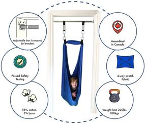 img 3 attached to Blue Compression Swing and Trapeze Bar with Red Gym Rings Combo - DreamGYM Doorway Sensory Swing Kit