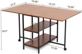 img 3 attached to 🍽️ KOTPOP Folding Dinner Table with Drop Leaf Extension, Space Saving Kitchen Table with 2 Storage Racks, 2 Wheels, and Farmhouse Style, in Brown