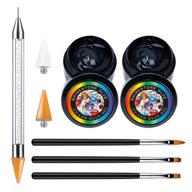 💅 nail art rhinestone glue gel set | 2 jars + 3 brushes | rhinestone picker dotting pen +2 extra wax heads | nail crystal tool set for nail art decoration logo