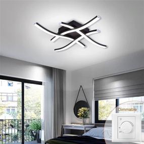 img 2 attached to 🔦 HUOKU 4-Light Dimmable LED Ceiling Light: Modern Black Flush Mount Fixture, 24W Curved Design for Hallway Bedroom Living Room - 1667LM 6000K Cool White Lighting