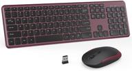 wine red wireless keyboard and mouse combo set - ultra thin 2.4ghz full size keyboard with number pad for computer, laptop, pc, desktop, notebook - compatible with windows 7, 8, 10 logo