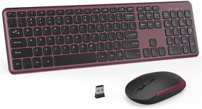 img 4 attached to Wine Red Wireless Keyboard and Mouse Combo Set - Ultra Thin 2.4GHz Full Size Keyboard with Number Pad for Computer, Laptop, PC, Desktop, Notebook - Compatible with Windows 7, 8, 10