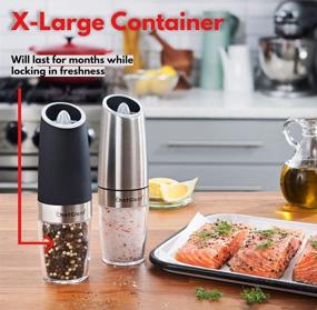 img 1 attached to Gourmet Seasoning Convenience: ChefGiant Electric Salt and Pepper Grinder Set with LED Light, Adjustable Coarseness, Batteries Included, Bonus Spoon & Brush