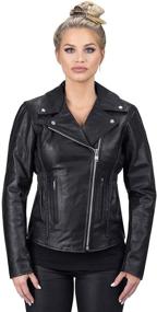 img 4 attached to 👩 Stylish Viking Cycle Classic Cruise Cowhide Motorcycle Leather Biker Jacket for Women – The Perfect Blend of Fashion and Function!