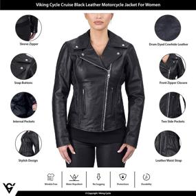 img 1 attached to 👩 Stylish Viking Cycle Classic Cruise Cowhide Motorcycle Leather Biker Jacket for Women – The Perfect Blend of Fashion and Function!