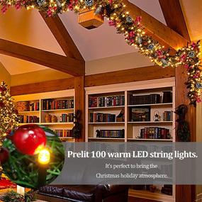 img 1 attached to 🎄 12.5 Feet Christmas Garland with 100 LED Lights, Prelit Decorations, Pine Cones, Red Berries - Indoor Outdoor Home Mantel Fireplace Holiday Décor