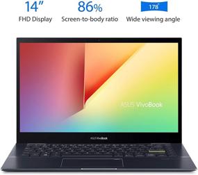 img 3 attached to 💻 ASUS VivoBook Flip 14 2-в-1 ноутбук, 14-дюймовый сенсорный дисплей FHD, Ryzen 7 5700U, 8 ГБ оперативной памяти, 512 ГБ SSD, стилус, Windows 10, считыватель отпечатков пальцев, черный, TM420UA-DS71T