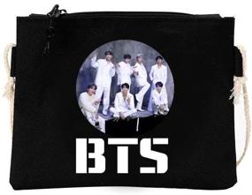 img 1 attached to 🎒 Kpop BTS Backpack Merchandise Set - Trendy Casual Backpack, Stylish Messenger Bag, Versatile Tote Bag with Pencil Bag for Army Gifts (Black)