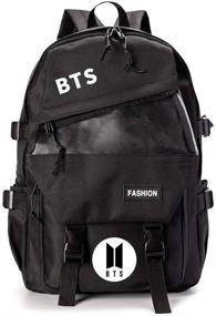 img 3 attached to 🎒 Kpop BTS Backpack Merchandise Set - Trendy Casual Backpack, Stylish Messenger Bag, Versatile Tote Bag with Pencil Bag for Army Gifts (Black)