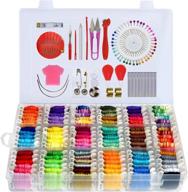complete embroidery thread kit with colorful friendship bracelets floss and organizer storage box - 108pcs thread strings, number stickers, floss bobbins, and 110 pcs cross stitch tool kits logo