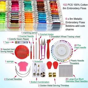 img 1 attached to Complete Embroidery Thread Kit with Colorful Friendship Bracelets Floss and Organizer Storage Box - 108pcs Thread Strings, Number Stickers, Floss Bobbins, and 110 Pcs Cross Stitch Tool Kits