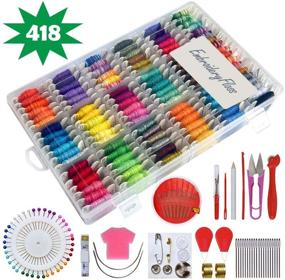 img 3 attached to Complete Embroidery Thread Kit with Colorful Friendship Bracelets Floss and Organizer Storage Box - 108pcs Thread Strings, Number Stickers, Floss Bobbins, and 110 Pcs Cross Stitch Tool Kits