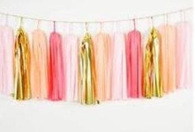 img 3 attached to Fascola 20pcs Tissue Paper Tassel Garland | Coral, Light Pink, Peach, Foil Gold Mylar | Mixed Colors Bunting for Baby Shower, Bridal Shower, Birthday Party, Nursery Decoration Pom Poms