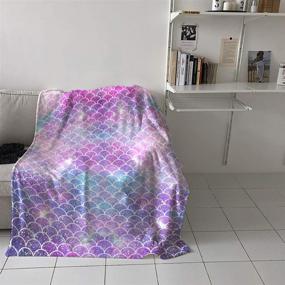 img 1 attached to 🧜 T&amp;H Home Artistic Blanket: Ombre Beauty Mermaid Fish Scale Soft Flannel Fleece Bedding Throw Blanket for Couch, Cover for Men, Women, Adults, Kids, Girls, Boys - 60"x80