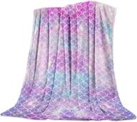 🧜 t&amp;h home artistic blanket: ombre beauty mermaid fish scale soft flannel fleece bedding throw blanket for couch, cover for men, women, adults, kids, girls, boys - 60"x80 logo