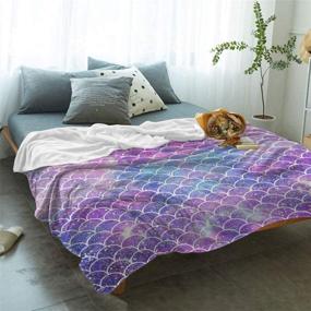 img 3 attached to 🧜 T&amp;H Home Artistic Blanket: Ombre Beauty Mermaid Fish Scale Soft Flannel Fleece Bedding Throw Blanket for Couch, Cover for Men, Women, Adults, Kids, Girls, Boys - 60"x80