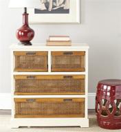 🏷️ safavieh american homes collection jackson barley and cane 4-drawer storage cabinet: elegant and functional furniture for stylish organizing logo