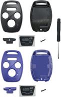 не требуется обрезка - замена ключа fob shell case подходит для honda accord civic ex pilot cr-v 4 кнопки бесключевой пульт дистанционного ввода автомобильного ключа корпус с отверткой (черный синий) логотип